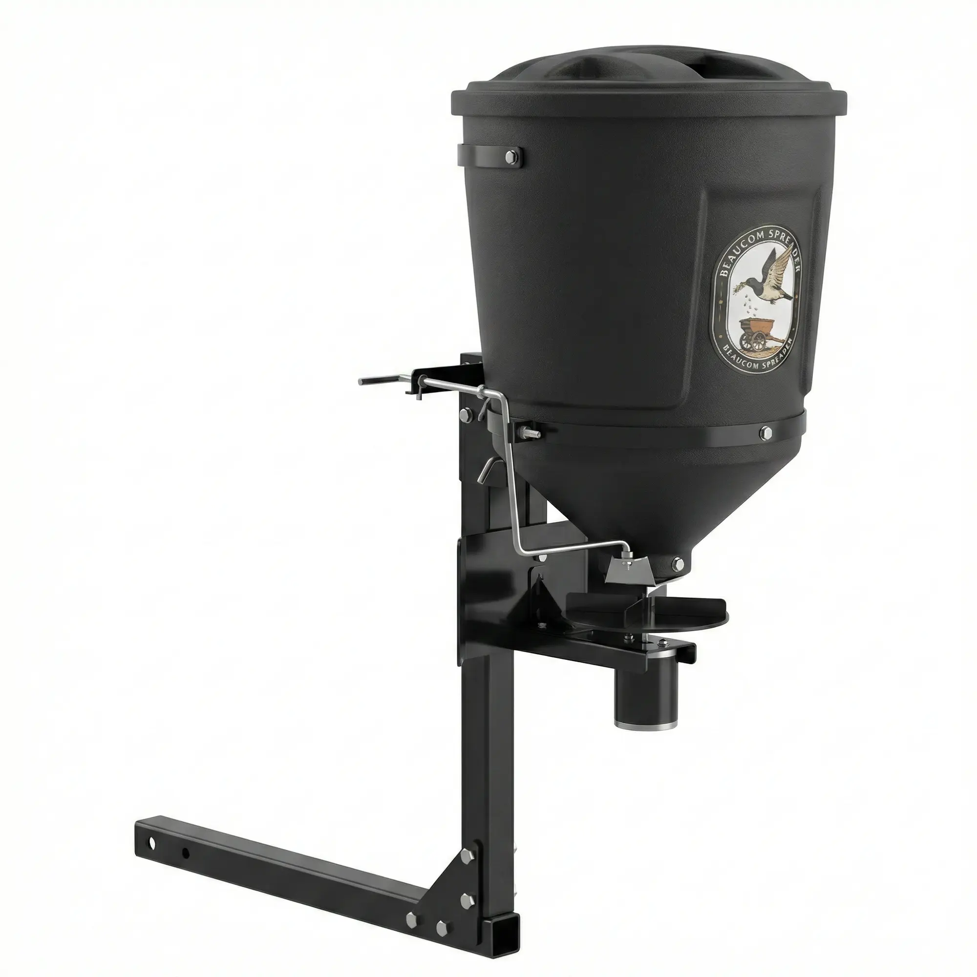 BEAUCOM UTV Receiver Mount All-Purpose Broadcast Spreader with Lid, 15-Gal (150 lb) Capacity, 12V Motor for Salt, Seed, Fertilizer & Feed, Adjustable Flow Gate, Heavy-Duty Poly Hopper, All-Season Use