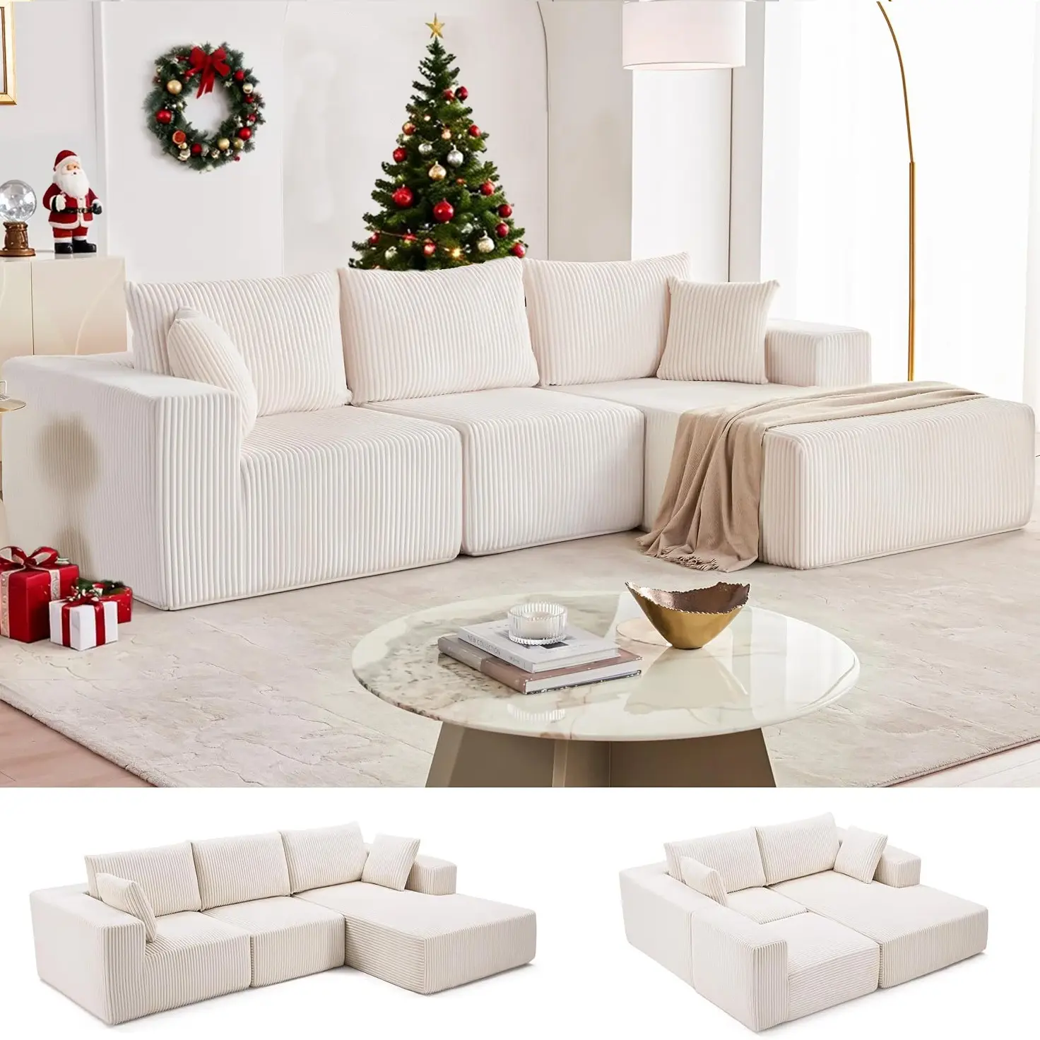 Beige-Right Facing Chaise