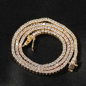 [ICE HUE]18K Gold Vacuum Plated Copper with 5A+ Sri Lanka Zircon Tennis Necklace Miami Italy Mexico & Micro Inspired for Women & Men Luxury Jewelry,Daily Wear,Casual Fashion,Gift Idea,Chicano,Classic,Hip Hop,Simple,Sporty Style,Lgbt