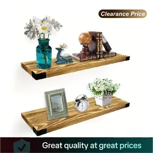 Wall Mounted Floating Shelves, Solid Wood Storage Shelves with Invisible Bracket & Corner Protection for Bathroom, Kitchen, Bedroom, Living Room Display, Set of 2 heart organizer gift