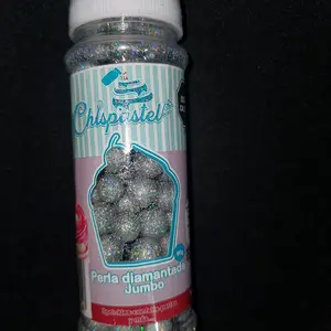 Edible Glitter Jumbo Pearls for Desserts -  Silver (Plata) Diamantada Pearls for Your Dessert Needs