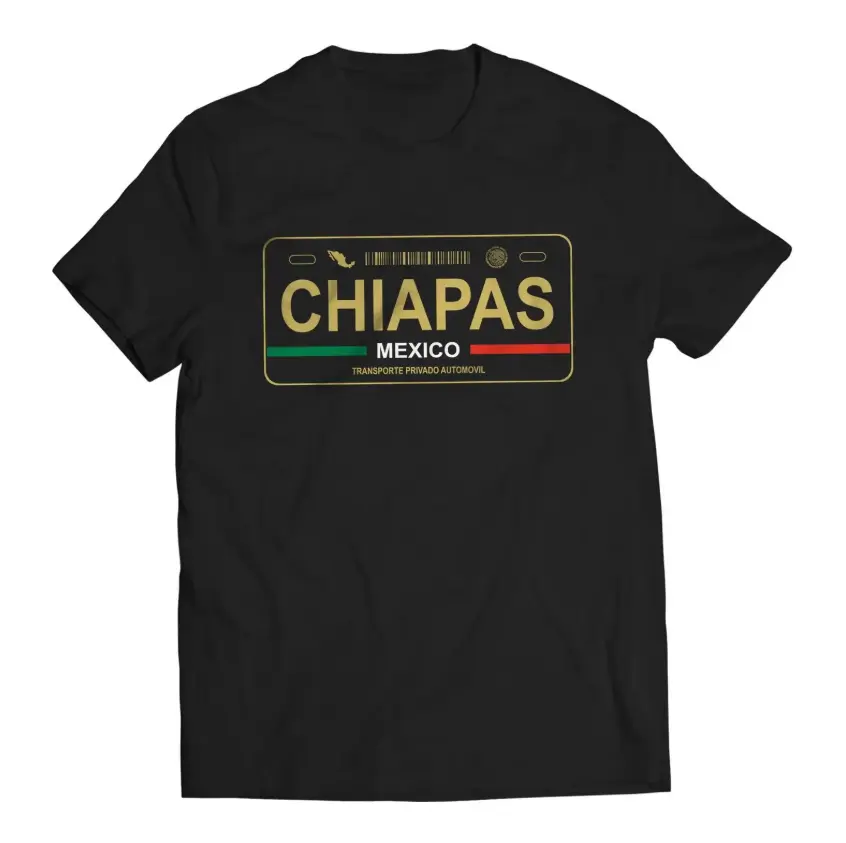 Chiapas Mexico License Plate T-Shirt - Playera Mexicana con Placa de Carro, Full Sizes, Full Colors, Gift For Mexican