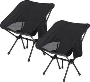2-Pack Foldable Camping Chairs Set Lightweight folding Chair Ultralight Backpacking Moon Chairs for Garden Picnic Beach Fishing
