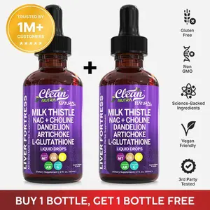 Clean Nutra BOGO | Milk Thistle, NAC, Dandelion Extract, Artichoke, & Chanca Piedra Liquid Drops for Liver Cleanse Detox & Repair Supplement - Liver Fortress