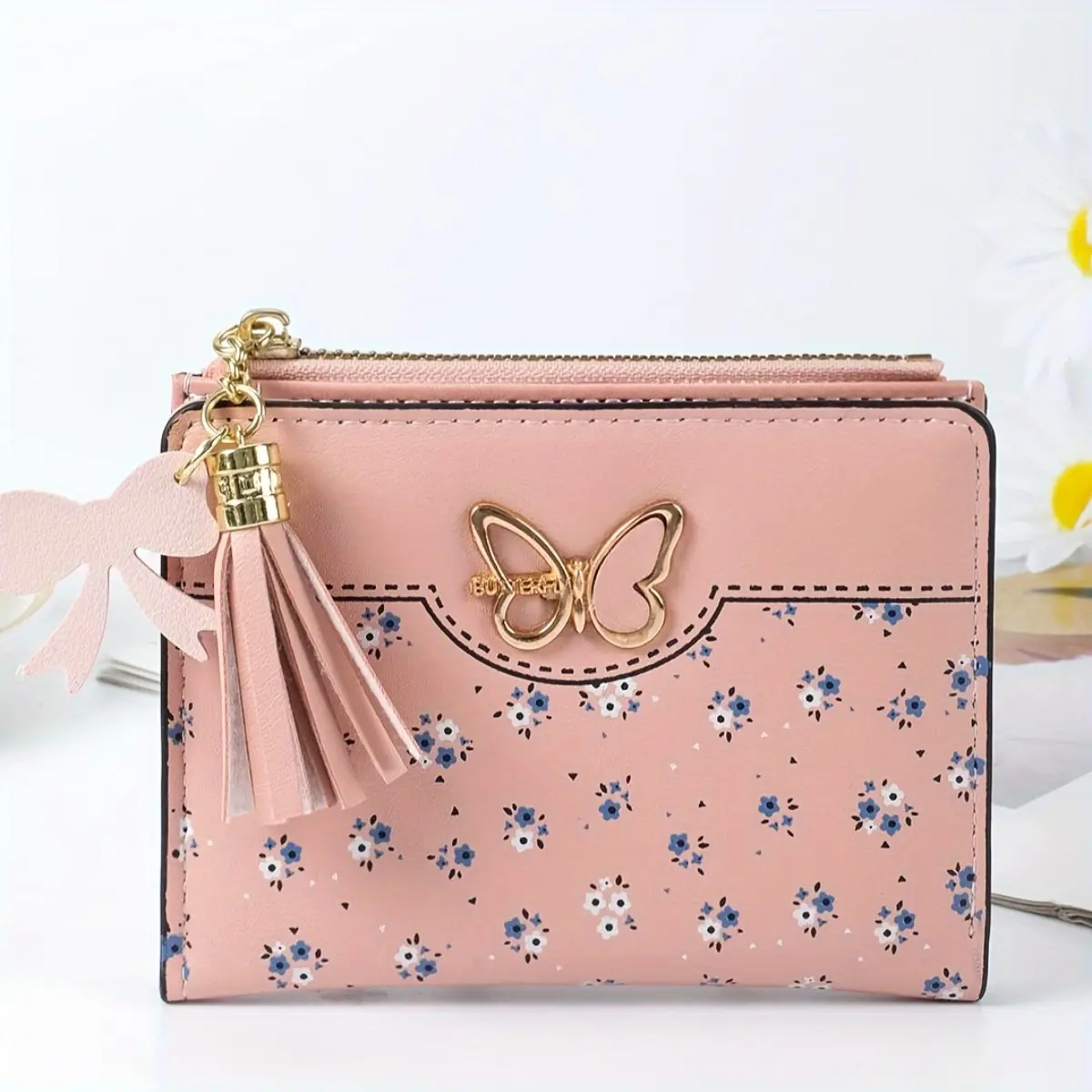 1PC Butterfly Design Solid Color Cropped Women's Wallet