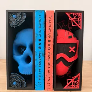 Dark Romance Book Nook Set | Skull & Mask 3D Printed Book Display | Lights Out Inspired Shelf Decor
