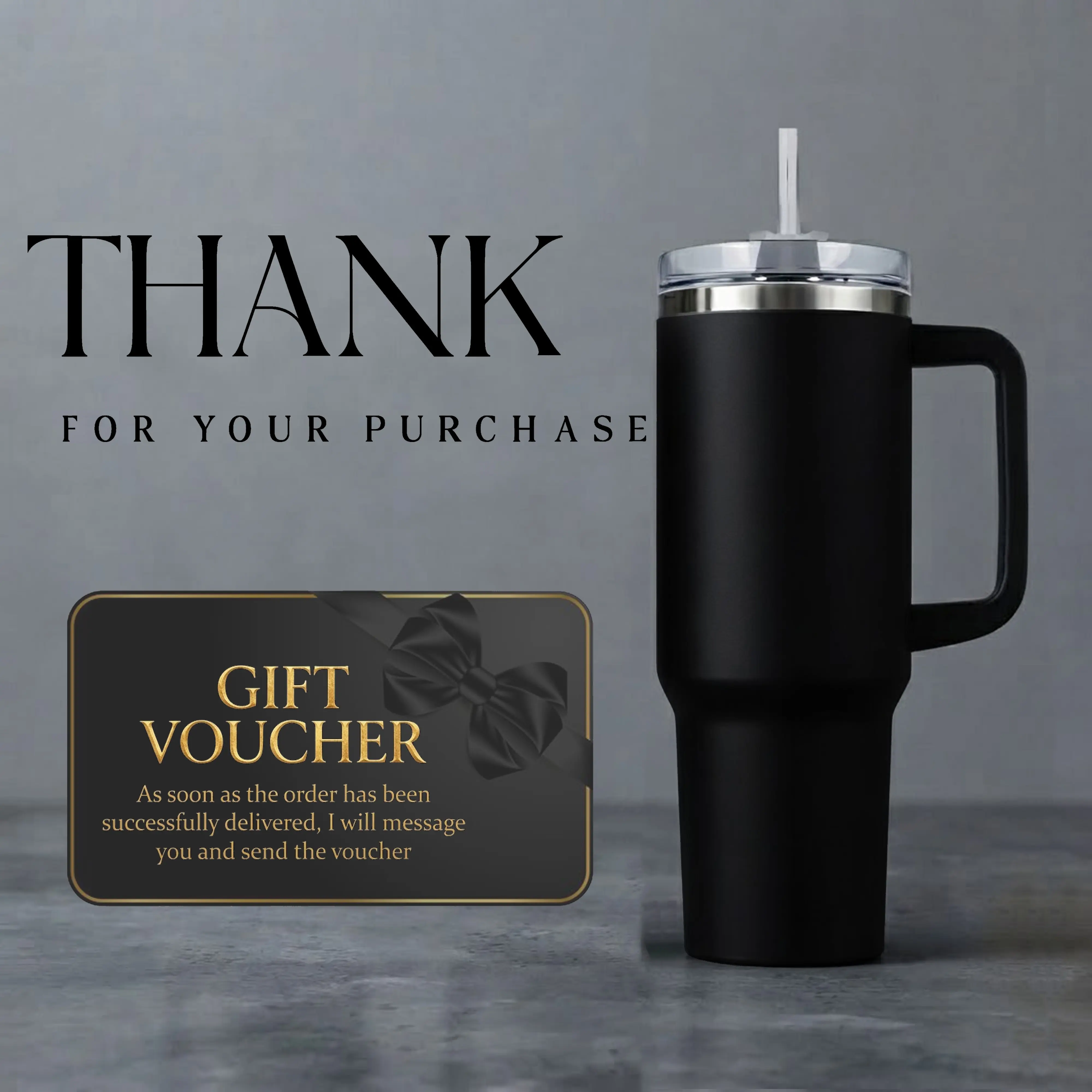 [Gift Voucher Do Not Buy] Double Wall Insulated Stainless Steel Tumbler Discount CODE- 40oz Tumbler with Handle, 20oz Straight Cup With Sliding Lid,  Minimalist Solid Color Drinkware, DIY Craft Blank & Everyday Fan Gift, Stainless Steel with Straw