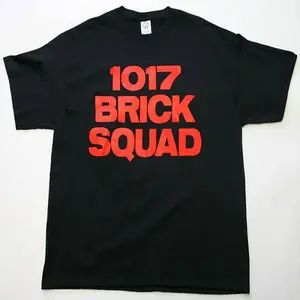 1017 Brick Squad Tshirt: Black With Red Print