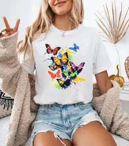 Colorful Butterflies Tee, Unisex Shirt, Butterfly T-Shirt, Nature Lover Gift, Short Sleeve Top