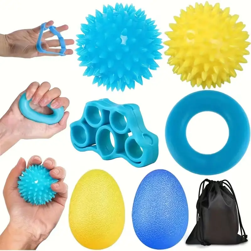4pcs/6pcs Hand Exerciser Set, Strength Training Accessory, Finger Exercise Ball, Hedgehog Ball, Soft Kneading Ball, Squeeze Ball, Osteoarthritis Training, Sport Gym Accessories