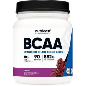 Nutricost BCAA Powder (Grape, 90 Servings) - Optimal 2:1:1 Ratio, Vegetarian, Non-GMO
