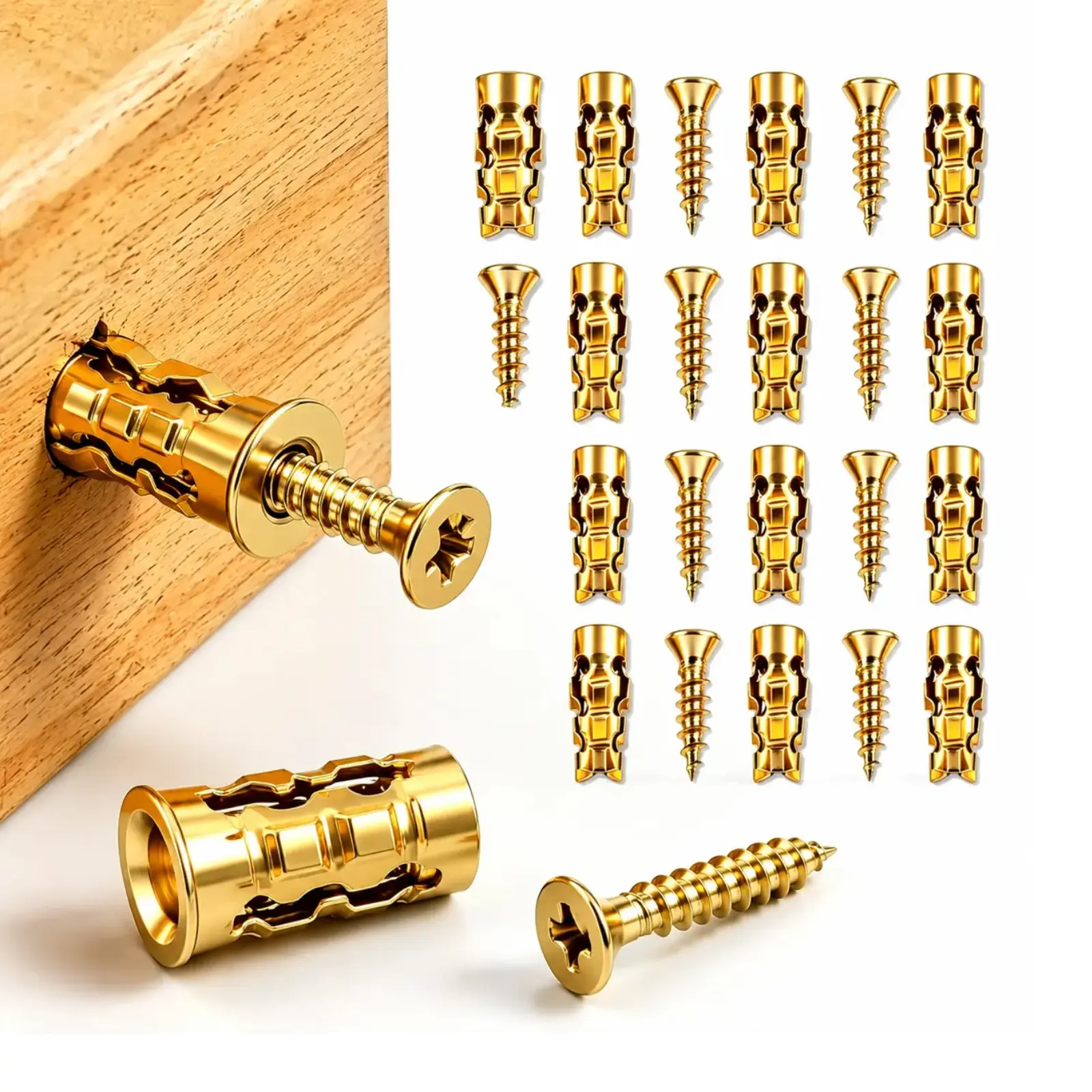 60-Pack Hinge Repair Screws, 6×14mm Upgraded Short Corrosion-Resistant Strong & Durable Expansion Locking Wall Anchors, Door Hardware Stripped Thread Fixer for Wardrobe Door, Cabinet Fixtures