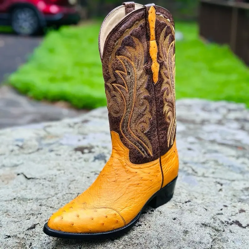 Bota para caballero de avestruz original horma puntal