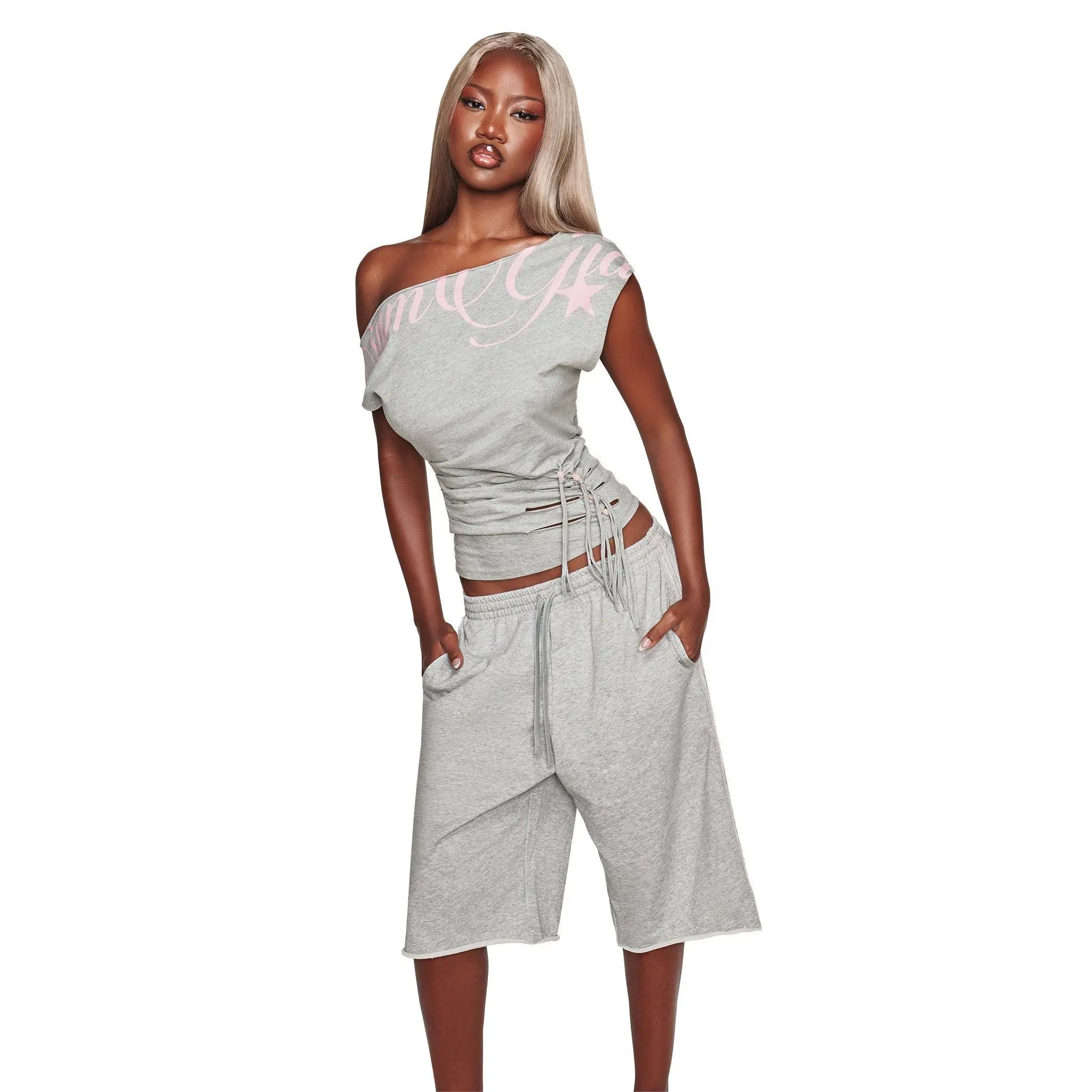 BEX TERRY SHORT - GREY Cotton Fabric