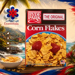 Hyde Park Premium Haitian Corn Flakes Cold Cereal - 18oz Natural Cupboard Food with Vitamin, Fiber Foods, Low Calorie Content and Fruits