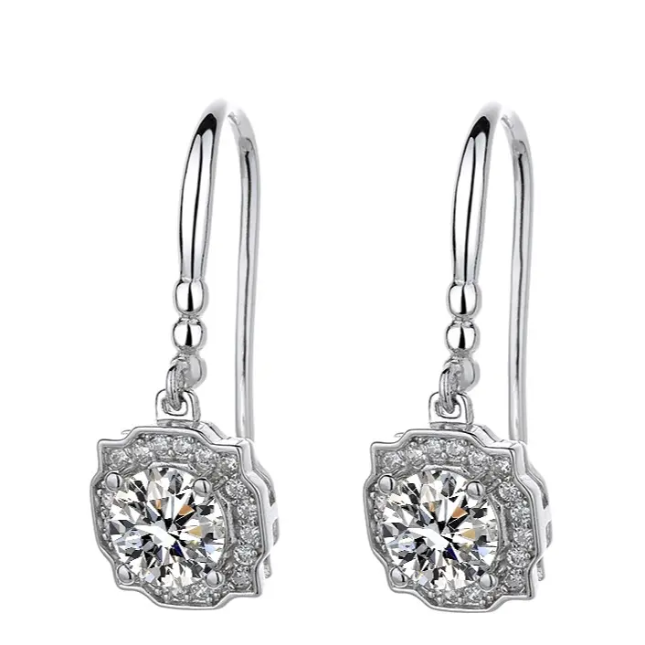 .925 sterling silver vvs 1ct hoop earrings