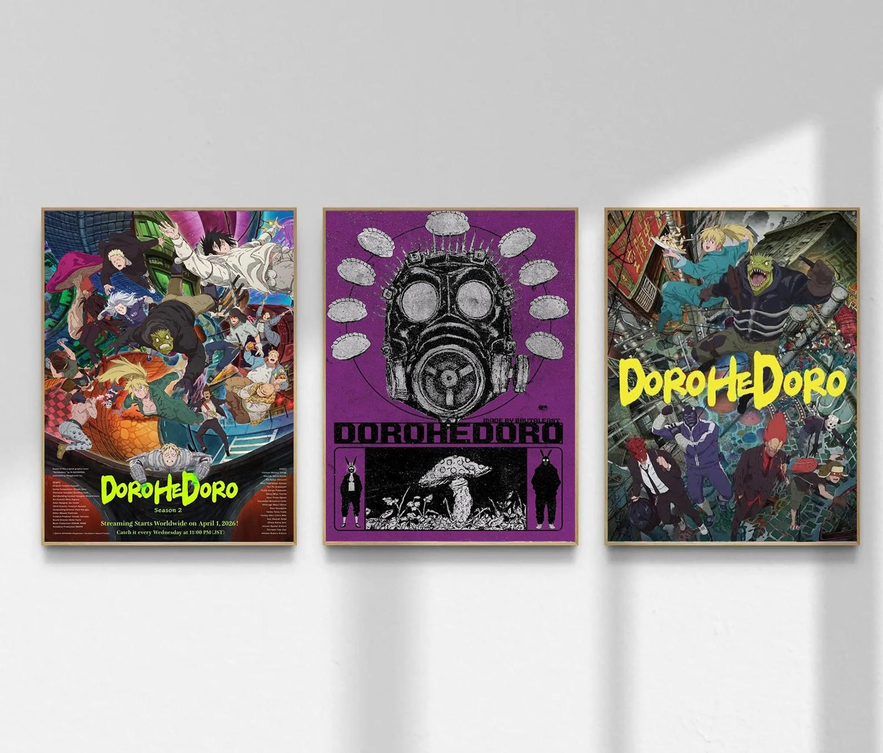 Dorohedoro Anime Poster Wall Art Set of 3, Caiman Manga Print, Dark Fantasy Anime Decor, Dorohedoro Season 2 Poster Gift