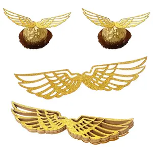 10/20/50pcs Wizard Party Chocolate Decoration Wings Chocolate Decoration Wings Wafer Cupcake Toppers Wafer Cupcake Toppers for Anniversary Birthday Wedding Party Supplies