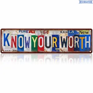 Know Your Worth Wall Decor Street Signs Home Bar Coffee Metal Tin Signs 16 x 4 Inches