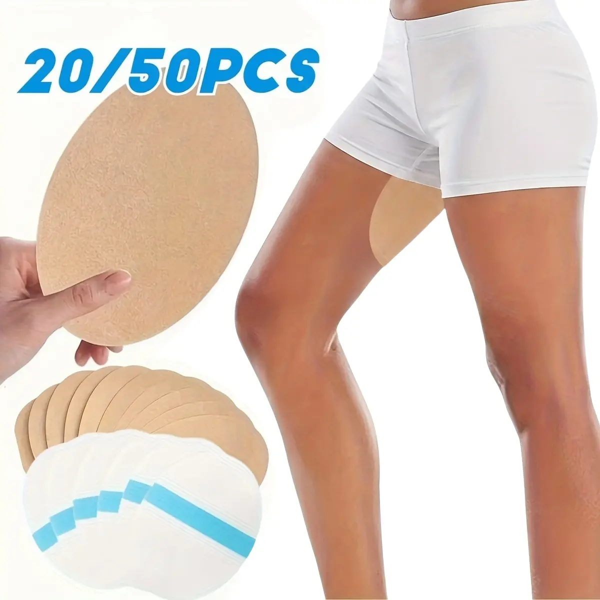20/50-piece invisible anti-friction thigh patches - self-adhesive, sweat-absorbing, anti-slip, Sweat Absorbing Breathable, Sweat Absorbent, inner thigh protection patches, designed specifically for women, suitable for dresses, skirts, shorts