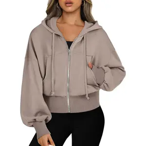 Womens Zip Up Hoodies Cropped Sweatshirts Casual Comfy Cute Zip Jackets Fashion Trendy Fall Outfits 2025 Y2K Clothes
