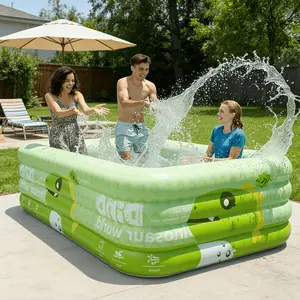 118 inches/4-layer inflatable family pool, outdoor backyard water park inflatable pool, upgraded thickened PVC elevated game pool, easy to carry and fold, suitable for outdoor yard activities and parties