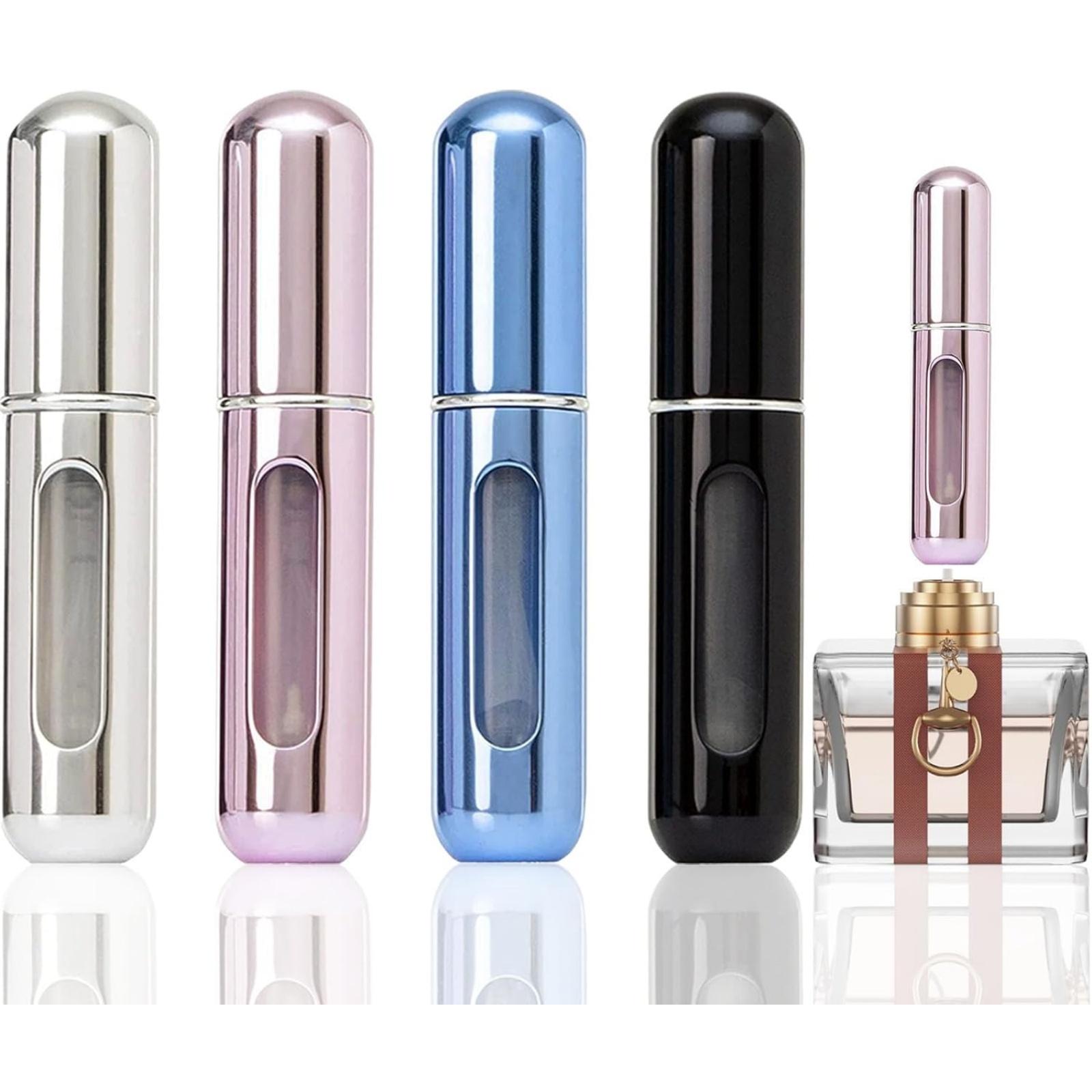Portable Mini Refillable Perfume Atomizer Bottle, Travel Size Refillable Perfume Refill Bottle - Perfume Atomizer Refillables, Scent Pump Case, Small Perfume Spray 4 Pcs Pack of 5 ml Aluminium Durable