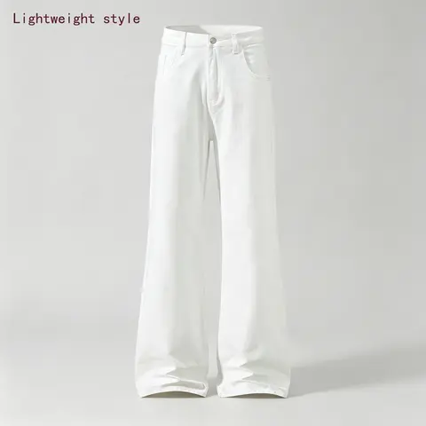 Retro washed flared jeans for men, mid waist fashionable and versatile straight leg, denim, classic minimalist street style pants