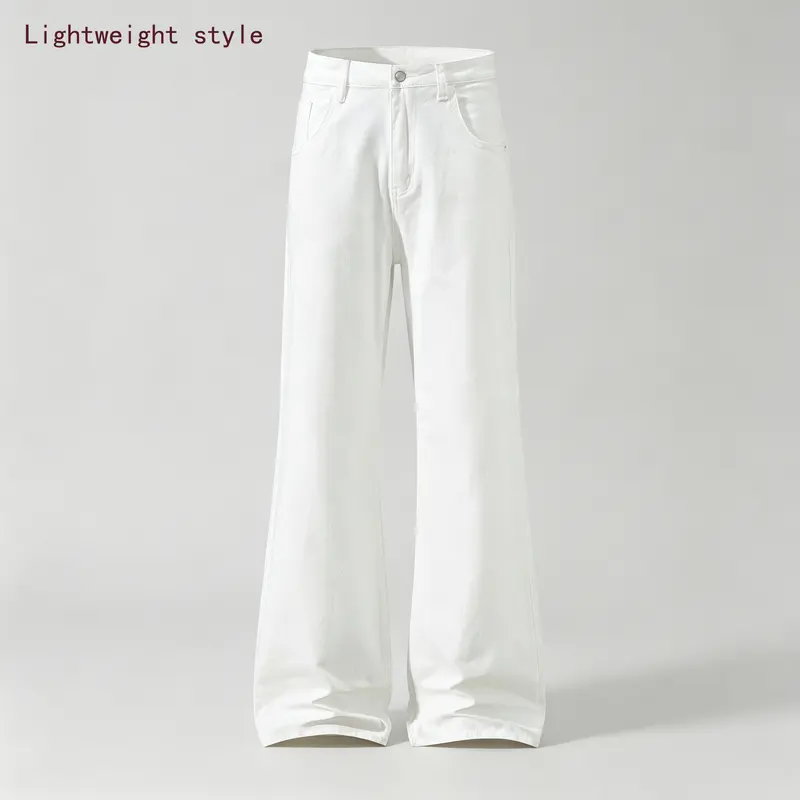 Retro washed flared jeans for men, mid waist fashionable and versatile straight leg, denim, classic minimalist street style pants