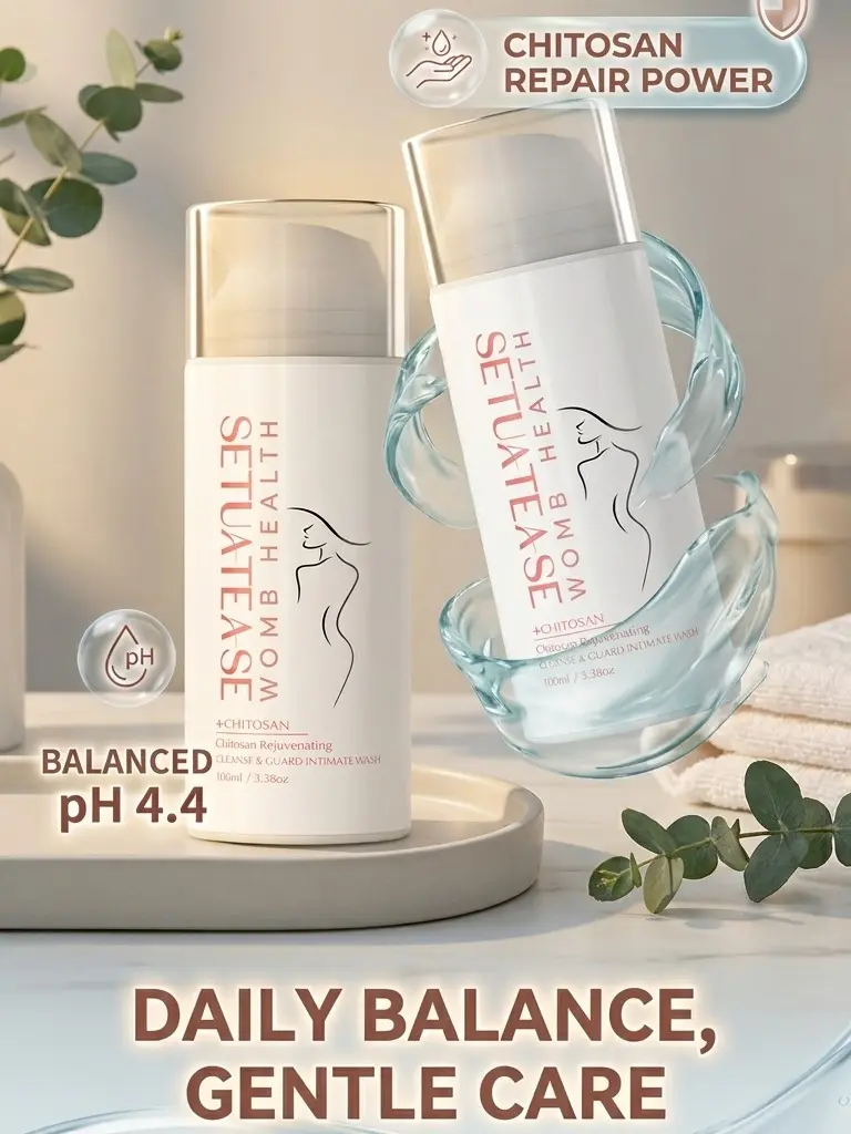 Discreet Shipping SETUATEASE pH 4.4 Rose Scented Feminine Wash - Chitosan Intimate Cleanser with Cleansing, Herbal, Antibacterial Properties for Fast Itch Relief, Clear Aura Daily Use
