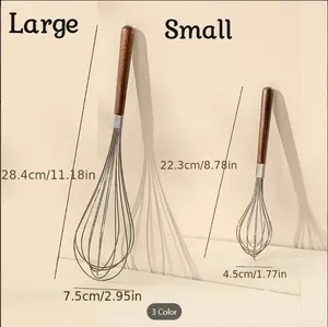 2 Piece Wooden Handle Whisk Set - Kitchen Whisks | Cooking With Greens