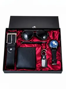 Men's Gift Set Watch + Belt Wallet Creative Simple Combination Pack, Perfect Valentine's Day/birthday Present for Husband, 6pcs/set