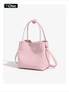 Korean style solid color litchi texture cute bucket bag women's spring summer new versatile small handbag
