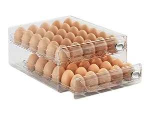 60 Egg Container for Refrigerator, Egg Holder for Fridge, Stackable Egg Storage Container, Egg Fresh Storage Box for Fridge, 2Layers Egg Tray, Clear Egg Organizer, BPA Free