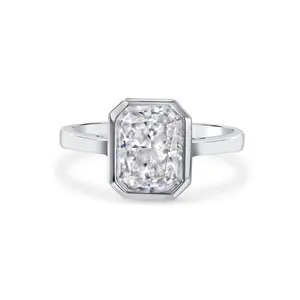 6.00 Ct Radiant Cut Simulated Diamond Bezel Setting Ring
