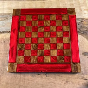 Red Lava Black Walnut Chess Board (INCLUDES PIECES)