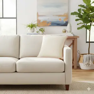 Oversized Square Cotton Linen Texture with Tassel Orange/Cream - Threshold Designed with Studio McGee