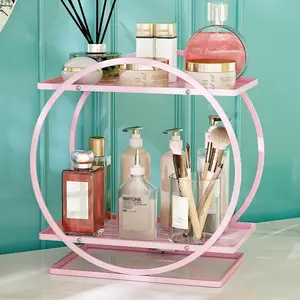 ✨ Makeup Organizer for Vanity – Black Gold 🖤 or Pink 💕 | 2 Tier Perfume Stand, Skincare & Cosmetic Countertop Shelf