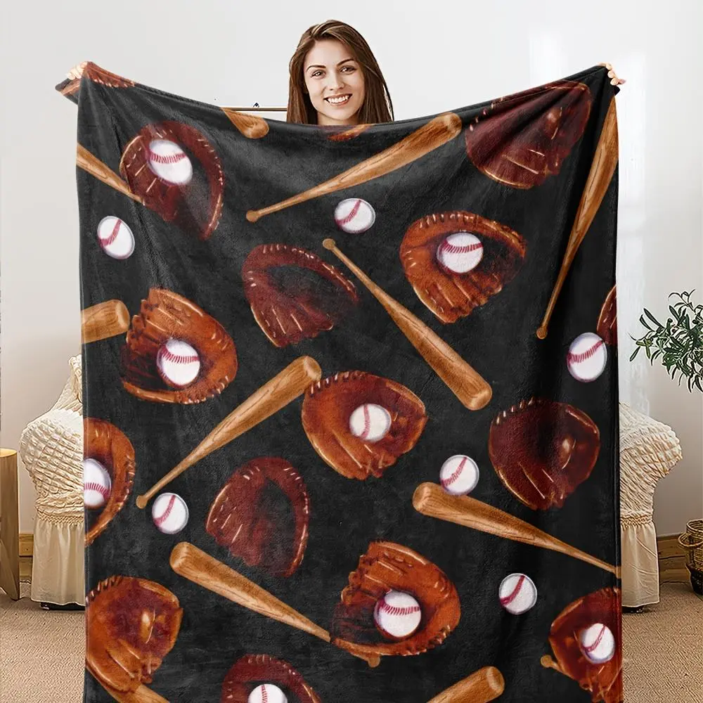 One Vintage Baseball-Themed Throw Blanket Made of Soft Flannel, Perfect for Baseball Fans. It'S Machine Washable And Features Digital Prints of Logos And Ballpark Designs, Providing Warmth for Your Bed Or Couch