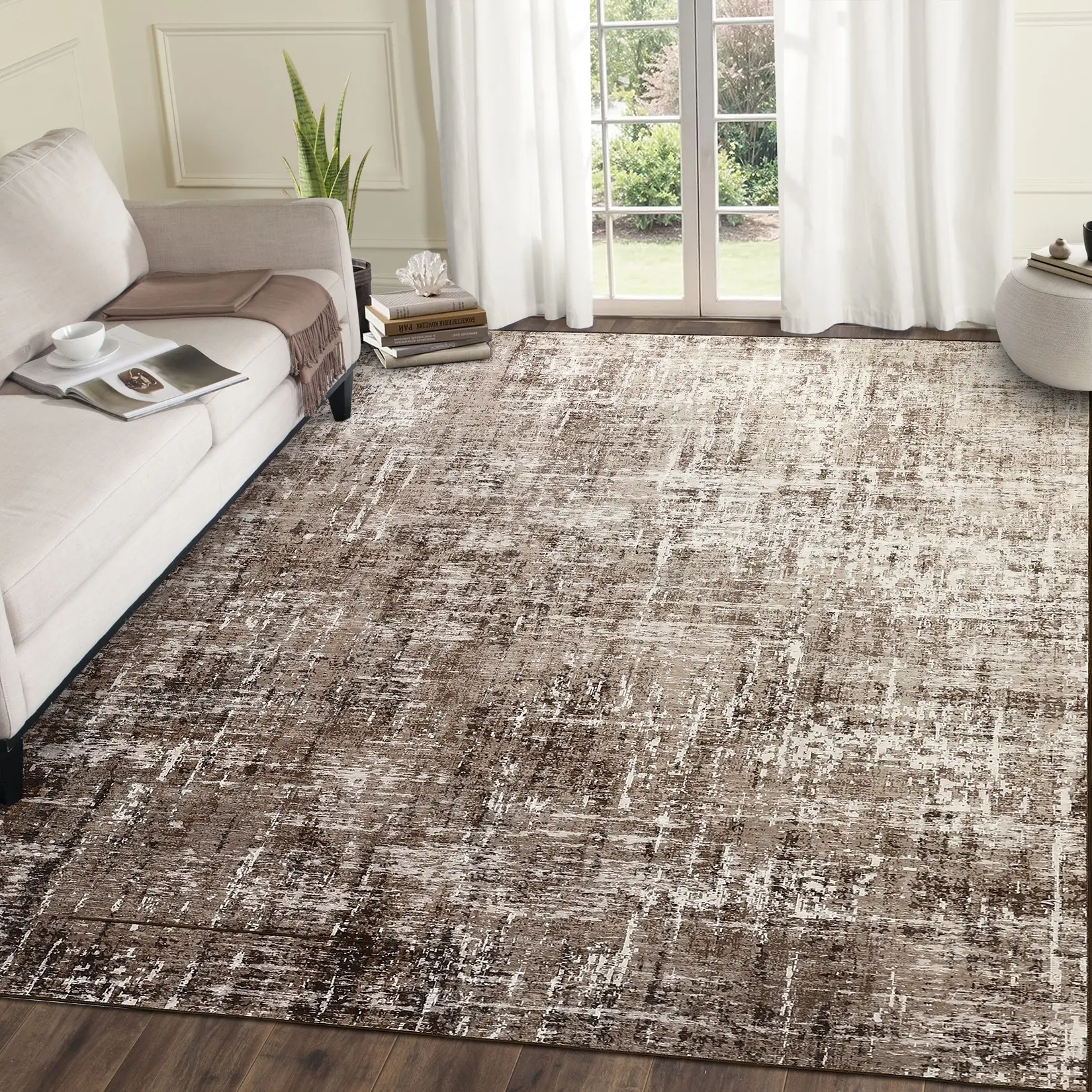 Modern Abstract Washable Area Rug Gradient Print Rug Soft Non-slip Low-pile Stain-resistant for Living Rooms Cafes Farmhouses Game Rooms and Dining Rooms