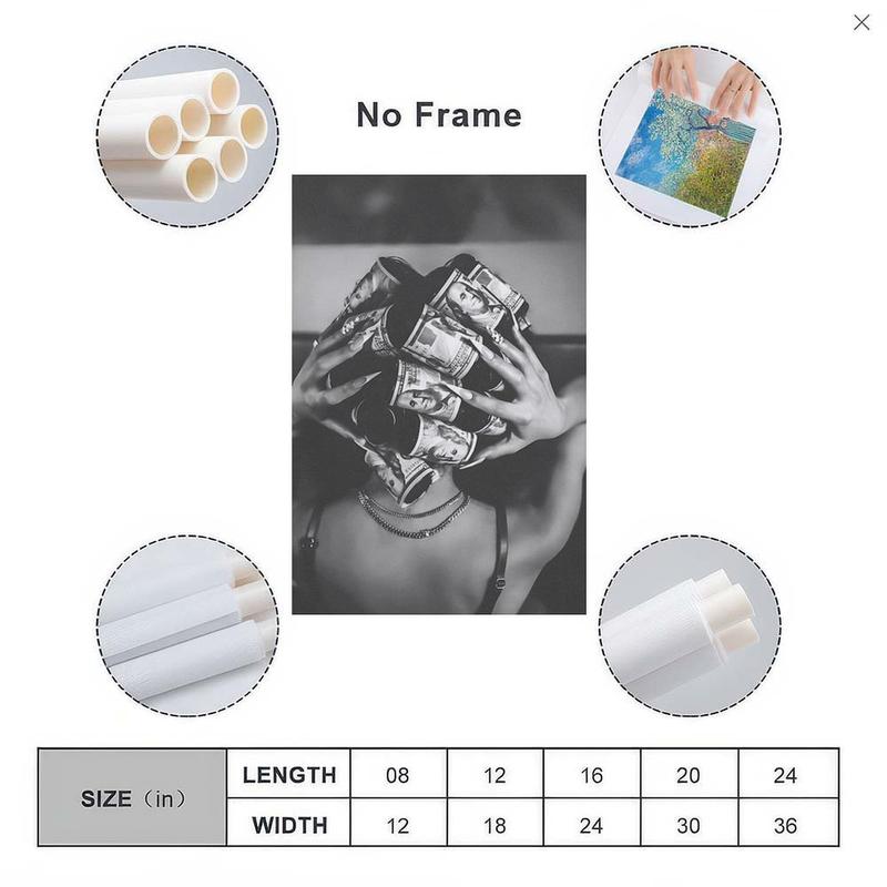 Black and White Black Woman Wall Art, Girl Art Print, Fashion Trendy Poster, Money Art, Modern Woman Art for Home or Office Decor