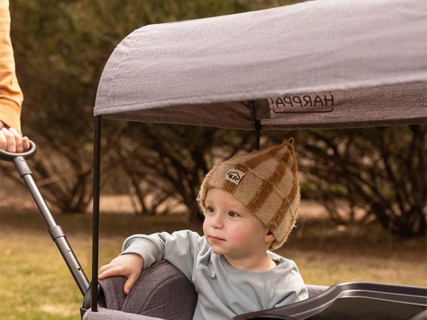 HARPPA Baby Stroller Wagon, All-Terrain Wagon Stroller for 2 with Canopy, Foldable 2 Kids Stroller, Wagon for Outdoor & Beach, Adjustable Handlebar, Parent Organizer, Travel System