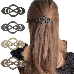 AWAYTR 4PCS Women's Elegant Simple 8-shaped Infinity Styling Holder Matte Claw Clips Spring Hair Barrettes Hair Accessories for Girls