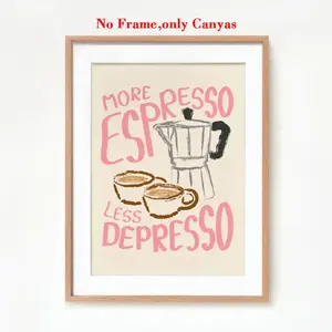 Vintage Coffee Poster Wall Art, Espresso Vs Americano Print, Kitchen Decor for Coffee Lovers, Unframed Retro Cafe Decoration Gift