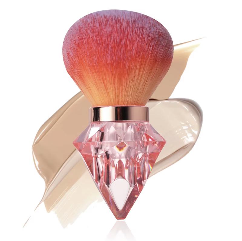 AKINA Luxury Crystal Diamond Makeup Brush - Gem-Cut Handle in Crystal Rose Pink Blue & Clear - Ultra Soft Gradient Bristles - Lightweight Durable Design for Precision Application