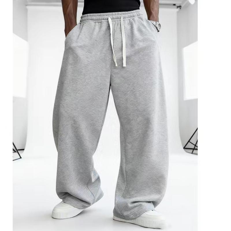 Casual Loose Drawstring Pants, Comfortable Fleece Fabric, Elastic Waistband with Drawstring Design, Suitable for Casual Gatherings, Street Style, and Everyday Wear, Stylish Casual Long Pants, an Ideal Choice for Autumn and Winter.