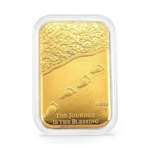 24K Yellow Gold The Journey is the Blessing Emboss Sheet 31x45.5mm 10mg
