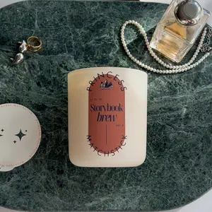 Princess Matchstick Storybook Brew Glass Container Candle - 12 oz Cozy Coffee & Books Fragrance Hand Poured with Fine Oils