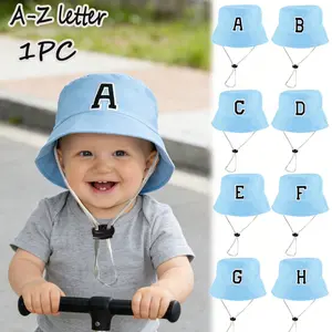 Baby Sun Hat A-Z Letter Bucket Hat for Boys Girls, UV Protection Summer Beach Cap with Adjustable Chin Strap, Outdoor Travel Toddler Fisherman Design Hat