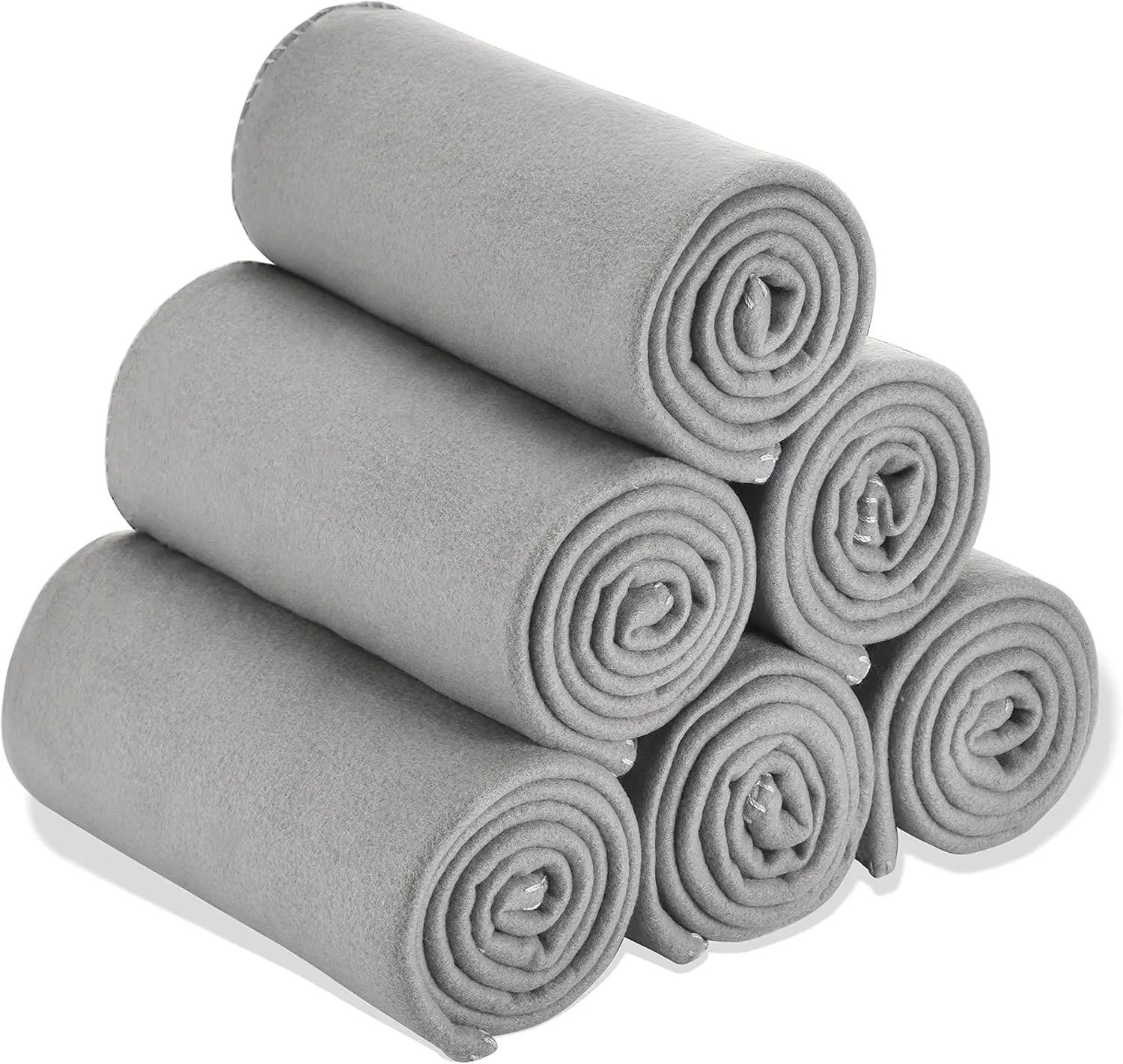 Fleece Throw Blankets Bulk Fleece Blankets Solid Wholesale Lightweight Warm Soft for Pet Bed Sofa Couch Office Wedding Gifts Travel Seasons (Grey, Pack of 6-50x60 Inches)